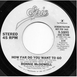 Ronnie McDowell How Far Do You Want To Go Vinyl 7" USED