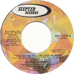 Dionne Warwick I'll Never Fall In Love Again / What The World Needs Now Is Love Vinyl 7" USED