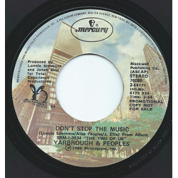 Yarbrough & Peoples Don't Stop The Music Vinyl 7" USED