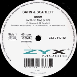 Satin & Scarlett Boom Vinyl 12" USED