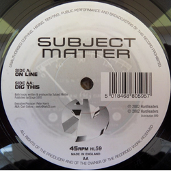 Subject Matter Online / Dig This Vinyl 12" USED