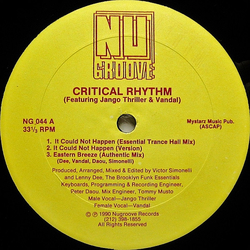 Critical Rhythm / Jango Thriller / Vandal It Could Not Happen Vinyl 12" USED