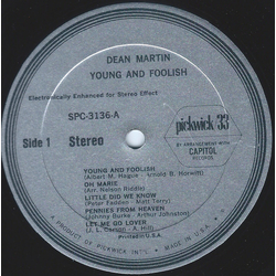Dean Martin Young & Foolish Vinyl LP USED