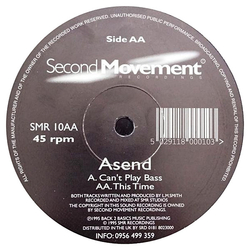 Asend Can't Play Bass / This Time Vinyl 12" USED