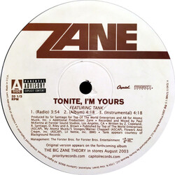 Lil' Zane Tonite, I'm Yours USED VINYL 12INCH 33 S RPM