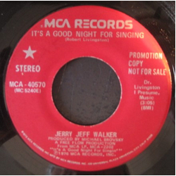Jerry Jeff Walker It's A Good Night For Singing / Dear John Letter Lounge Vinyl 7" USED