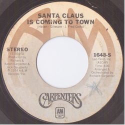 Carpenters Santa Claus Is Coming To Town Vinyl 7" USED
