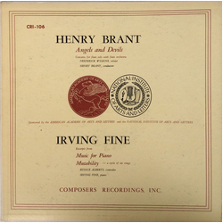 Henry Brant / Irving Fine Angels And Devils / Music For Piano / Mutability Vinyl LP USED