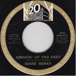 Diane Renay Growin' Up Too Fast / Waitin' For Joey Vinyl 7" USED