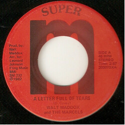 Walt Maddox / The Marcels A Letter Full Of Tears USED VINYL 7INCH 45 RPM SINGLE