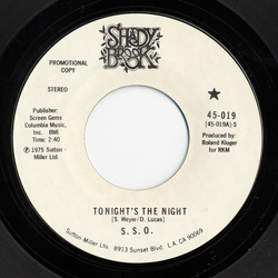 The S.S.O. Orchestra Tonight's The Night Vinyl 7" USED