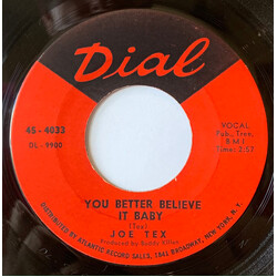 Joe Tex You Better Believe It Baby / I Believe I'm Gonna Make It VINYL 7" USED