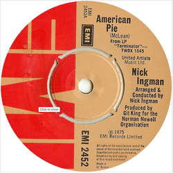 Nick Ingman American Pie / Brass Knuckles / Terminator Vinyl 7" USED