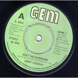 Jimmy Lindsay Ain't No Sunshine Vinyl 7" USED