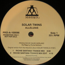 Solar Twins Alleluias USED VINYL 12INCH PROMO 33 S RPM