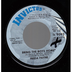 Freda Payne Bring The Boys Home / I Shall Not Be Moved Vinyl 7" USED