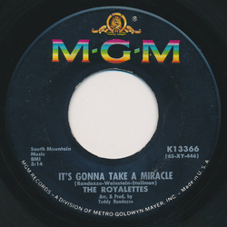 The Royalettes It's Gonna Take A Miracle / Out Of Sight, Out Of Mind Vinyl 7" USED
