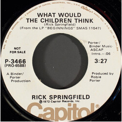 Rick Springfield What Would The Children Think USED VINYL 7INCH 45 RPM PROMO STEREO MONO