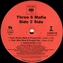 Three 6 Mafia Side 2 Side Vinyl 12" USED