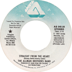 The Allman Brothers Band Straight From The Heart Vinyl 7" USED