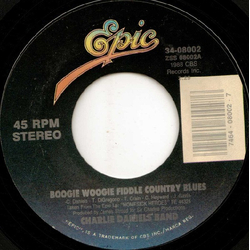 The Charlie Daniels Band Boogie Woogie Fiddle Country Blues Vinyl 7" USED