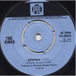 The Kinks Apeman Vinyl 7" USED