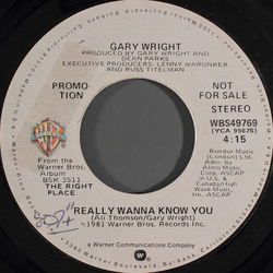 Gary Wright Really Wanna Know You Vinyl 7" USED