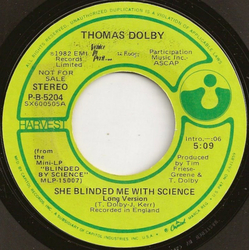 Thomas Dolby She Blinded Me With Science Vinyl 7" USED