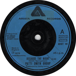 Patti Smith Group Because The Night Vinyl 7" USED