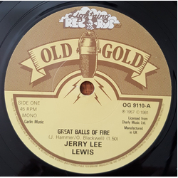 Jerry Lee Lewis Great Balls Of Fire / Whole Lotta Shakin' Goin' On Vinyl 7" USED