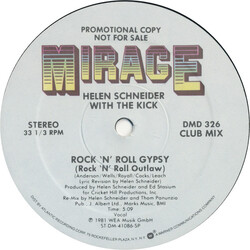 Helen Schneider / The Kick (2) Rock 'N' Roll Gypsy USED VINYL 12INCH 33 S RPM SINGLE PROMO
