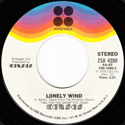 Kansas (2) Lonely Wind Vinyl 7" USED