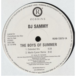 DJ Sammy The Boys Of Summer Vinyl 12" USED