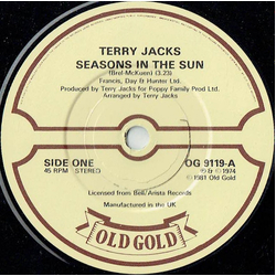 Terry Jacks Seasons In The Sun / If You Go Away Vinyl 7" USED