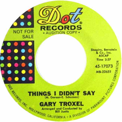 Gary Troxel Things I Didn't Say / Nothing Left But Gone Vinyl 7" USED