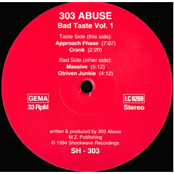 303 Abuse Bad Taste Vol. 1 Vinyl 12" USED