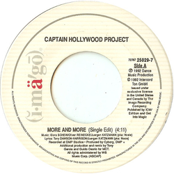 Captain Hollywood Project More And More Vinyl 7" USED
