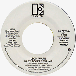 Leon Ware Baby Don't Stop Me Vinyl 7" USED
