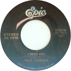 Paul Carrack I Need You / Call Me Tonight Vinyl 7" USED
