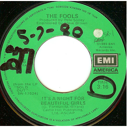 The Fools It's A Night For Beautiful Girls Vinyl 7" USED