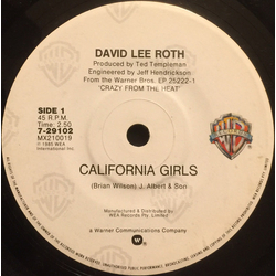 David Lee Roth California Girls Vinyl 7" USED