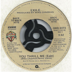 Exile (7) You Thrill Me / Kiss You All Over Vinyl 7" USED