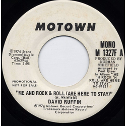 David Ruffin Me And Rock & Roll (Are Here To Stay) Vinyl 7" USED