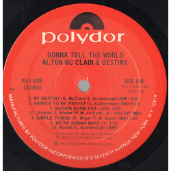 Alton McClain & Destiny Gonna Tell The World Vinyl LP USED
