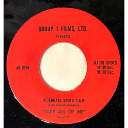 Unknown Artist "Take All Of Me" (Radio Spot) Vinyl 7" USED