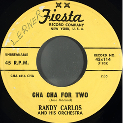 Randy Carlos And His Orchestra Cha Cha For Two Vinyl 7" USED