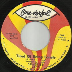 The Sharpees Tired Of Being Lonely Vinyl 7" USED