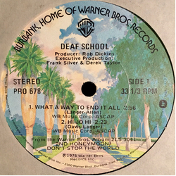 Deaf School What A Way To End It All Vinyl 7" USED