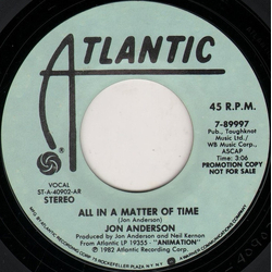 Jon Anderson All In A Matter Of Time Vinyl 7" USED