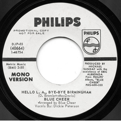 Blue Cheer Hello L.A., Bye-Bye Birmingham Vinyl 7" USED
